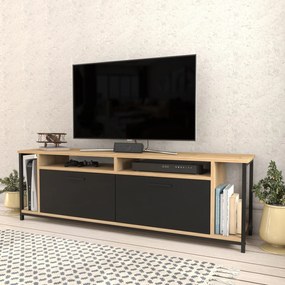 Móvel TV Omar – Carvalho/Preto – 160 cm x 35 cm x 50,8 cm