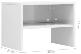 Mesa-de-cabeceira 40x30x30 cm contraplacado branco brilhante