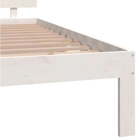 Estrutura de cama casal 135x190 cm madeira maciça branco