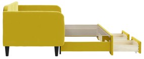 Sofá-cama com gavetão e gavetas 90x200 cm veludo amarelo