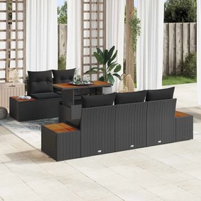vidaXL Conjunto de Sofá de Jardim 6 pcs Preto Rattan Sintético