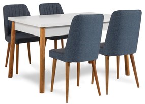 Conjunto de Mesa de Jantar Extensível Santiago – Pinho Atlântico e Azu