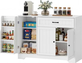 Armário de cozinha 110 x 40 x 80 cm, móvel de arrumação com gaveta, 3 portas com fecho suave, suportes para copos e prateleiras ajustáveis, branco