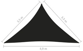 Para-sol vela tecido oxford triangular 3,5x3,5x4,9 m preto