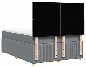 Cama com molas/colchão 140x200 cm tecido cinzento-claro