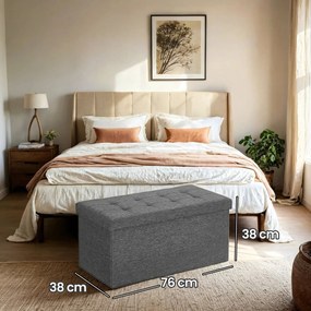Banco com espaço de arrumação 38 x 76 x 38 cm cinza ardósia