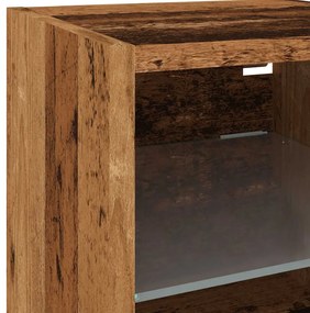 Móveis parede p/ TV luzes LED 2 pcs 30x28,5x30 cm madeira velha