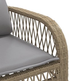 4 pcs conjunto de sofás para jardim c/ almofadões vime PE bege