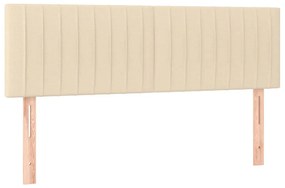 Cabeceira de cama c/ luzes LED tecido 144x5x78/88 cm cor creme