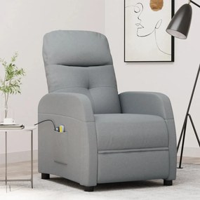 vidaXL Poltrona elevatória de massagens tecido cinzento-claro