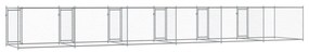 Jaula para cão com portas 12x2x1,5 m aço galvanizado cinzento