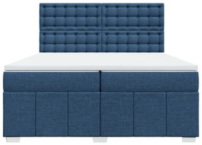 Cama com molas/colchão 200x200 cm tecido azul