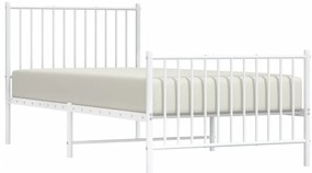 Estrutura de cama com cabeceira e pés 90x200 cm metal branco