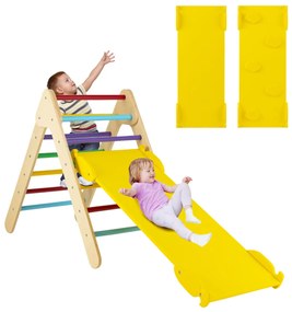 Escorrega 3 em 1 Triângulo Com escalada de Madeira com Rampa Ajustável para Escalar e Deslizar Triângulo Escalada Brinquedo para Crianças Multicolor