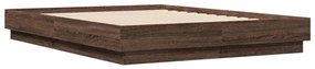 Estrutura de cama com luzes LED 135x190 cm carvalho castanho