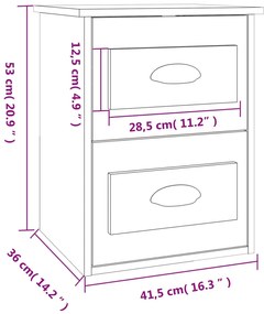 Mesa de cabeceira de parede 41,5x36x53 cm cinzento cimento