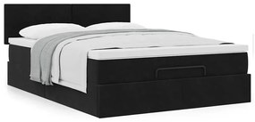 Estrutura de cama otomana com colchão 140x200 cm veludo preto