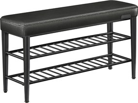 Banco para sapatos da coleção EKHO com costuras 30 x 100 x 50 cm Preto