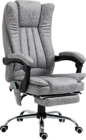 Cadeira de Escritório com 6 Pontos de Massagem Giratória Encosto Reclinável 135º Função de Aquecimento 62x67x113-120 cm Cinza