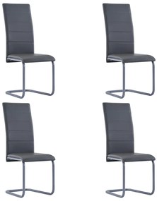 vidaXL Cadeiras de jantar cantilever 4 pcs couro artificial cinzento