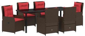 Conjunto de Jantar de Jardim 7 Peças, Castanho, Polyrattan