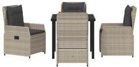 Conjunto de Jantar de Jardim 5 Peças Cinza Claro em Rattan Sintético