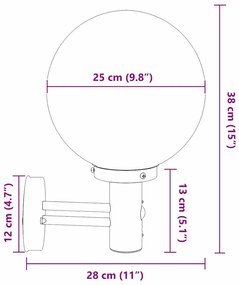 Luz de Parede Externa com Sensor Preta Aço Inoxidável IP44