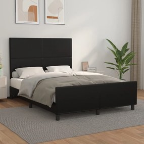 vidaXL Estrutura cama c/ cabeceira 140x190 cm couro artificial preto