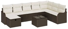 Conjunto de Sofás de Jardim vidaXL de 9 Peças com Almofadas de Polirat