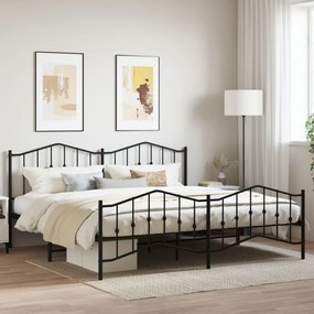 Estrutura de cama com cabeceira e pés 200x200 cm metal preto