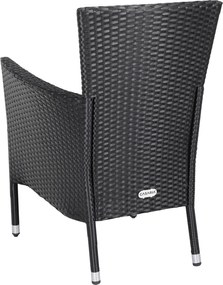 Conjunto de 2 cadeiras de jardim em Polyrattan empilháveis preto/creme