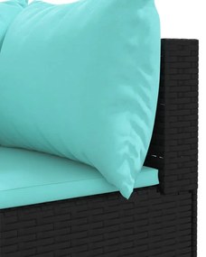 5 pcs conjunto lounge de jardim c/ almofadões vime PE preto