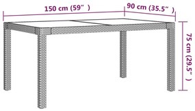 7 pcs conjunto jantar p/ exterior c/ almofadões vime PE bege