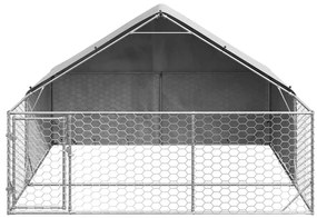 Canil exterior para cães com corredor 3x3x1,9 m aço galvanizado