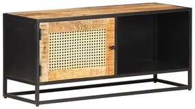 Móvel de TV 90x30x40 cm mangueira áspera maciça e palha natural