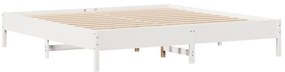 Cama sem colchão 200x200 cm madeira de pinho maciça branco