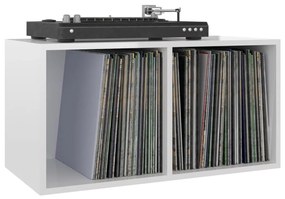 Caixa discos vinil 71x34x36cm derivado madeira branco brilhante