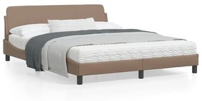 vidaXL Estrutura cama cabeceira 160x200 cm couro artificial cappuccino