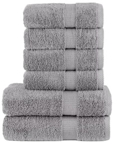 6pcs Conjunto toalhas banho premium SOLUND 600 gsm cinza