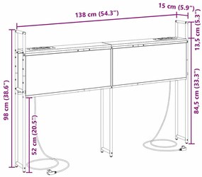 Cabeceira de armazenamento com cabeceira Carvalho fumado 135 cm