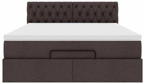 Estrutura cama otomana colchão 140x200cm tecido castanho escuro
