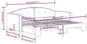 Sofá-cama com gavetão 90x200 cm veludo cinzento-claro