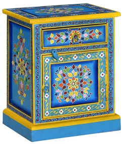 vidaXL Mesa cabeceira madeira mangueira maciça turquesa pintada à mão