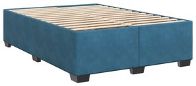 Cama boxspring com colchão 140x190 cm veludo azul