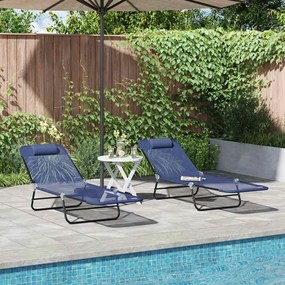 vidaXL Espreguiçadeira dobrável 2 pcs Azul-marinho 182 x 55 x 85.5cm
