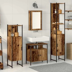 vidaXL Conjunto de Móveis para Banheiro com porta 4 pcs Madeira antiga