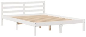 Cama com estante sem colchão 160x200 cm pinho maciço branco