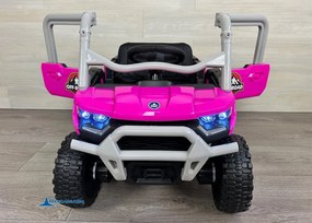 Carro elétrico para crianças 1 a 6 anos 12V 4x4 Buggy 1000RR rodas borracha e controlo remoto Rosa
