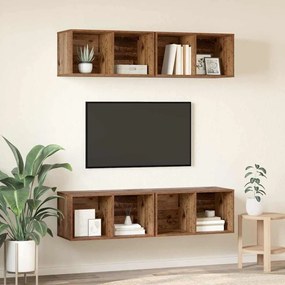 Gabinete de TV de Parede 4 pcs Madeira antiga 37 x 37 x 72 cm