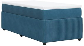 Cama com molas/colchão 100x200 cm veludo azul-escuro